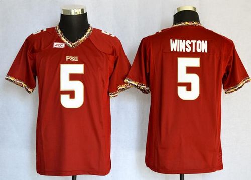 Seminoles #5 Jameis Winston Red Stitched Youth NCAA Jersey - Click Image to Close